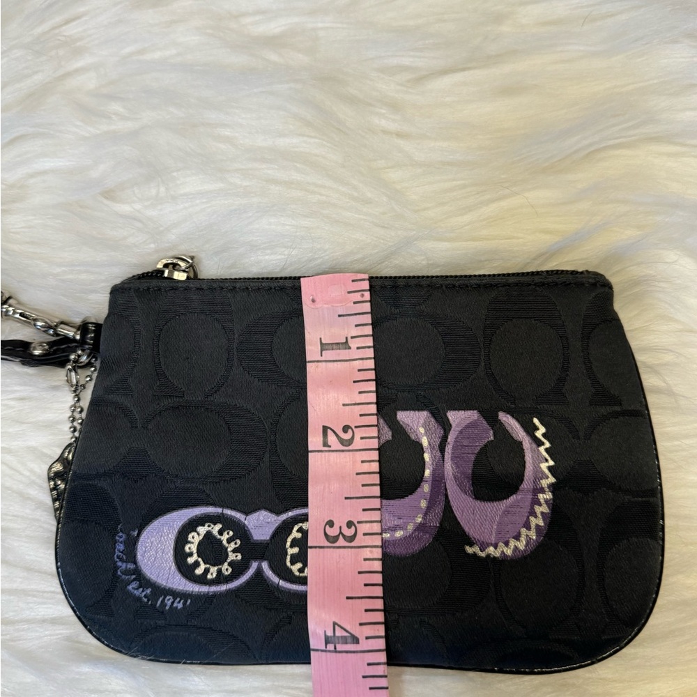 Vintage Coach Signature Black and Purple Wristlet - Picture 10 of 11